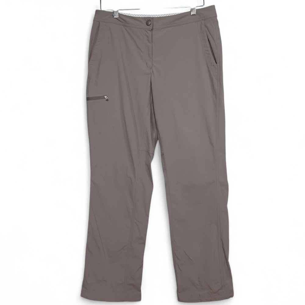 L.L.Bean Women's Nylon Hiking Pants 12 Taupe Adjustable Hem Cozy Outdoor Travel